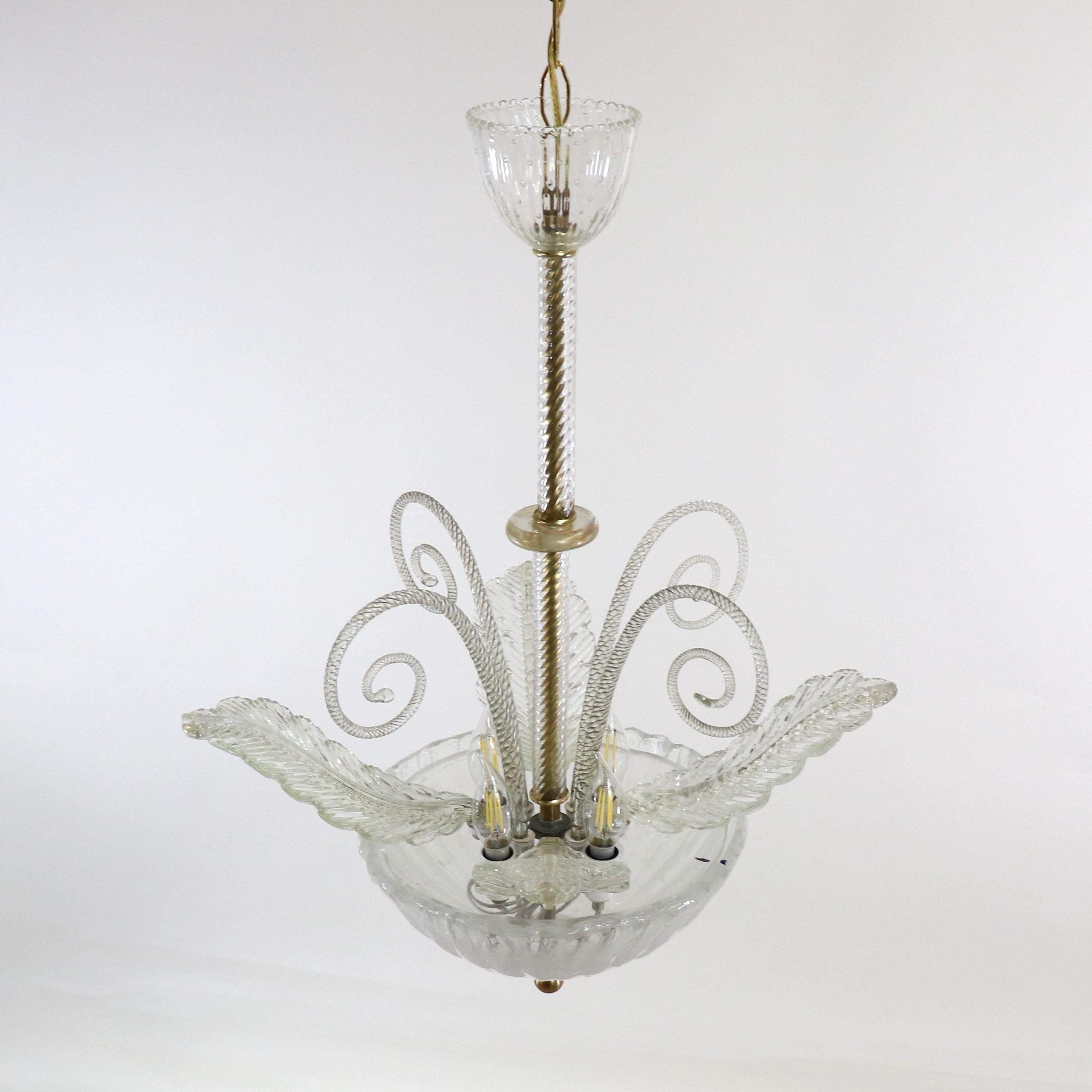 Italiano Lampadario di Murano della metà del secolo scorso alla maniera di Ercole Barovier in vendita