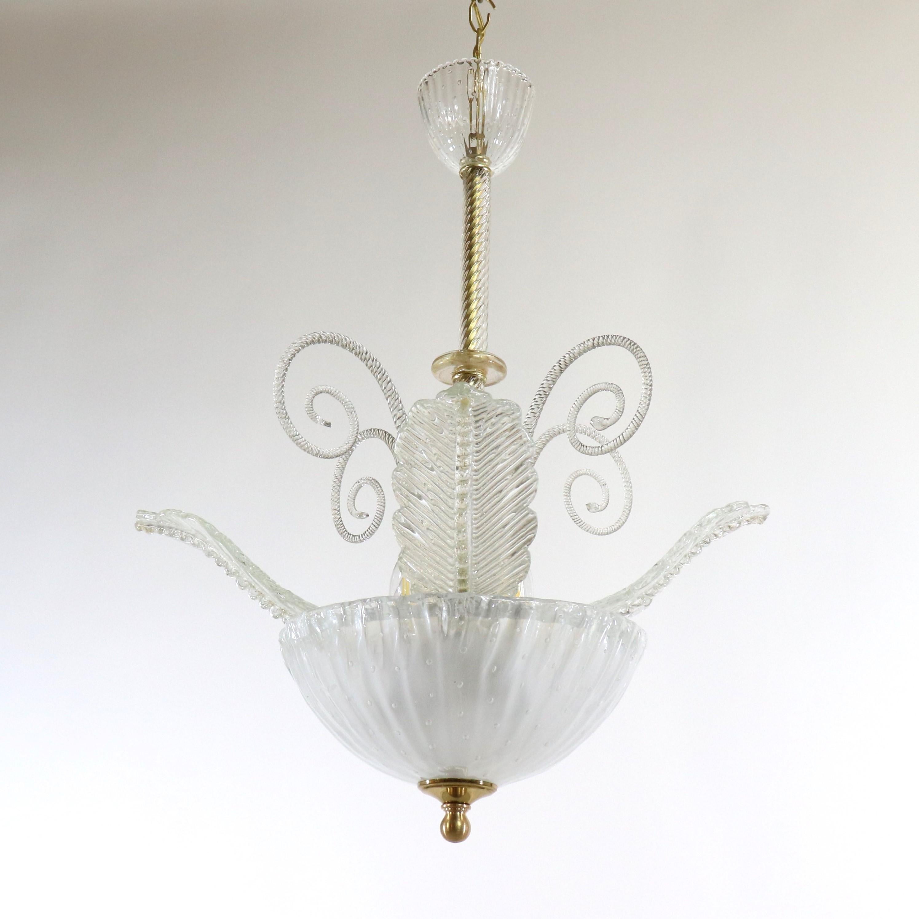Fatto a mano Lampadario di Murano della metà del secolo scorso alla maniera di Ercole Barovier in vendita