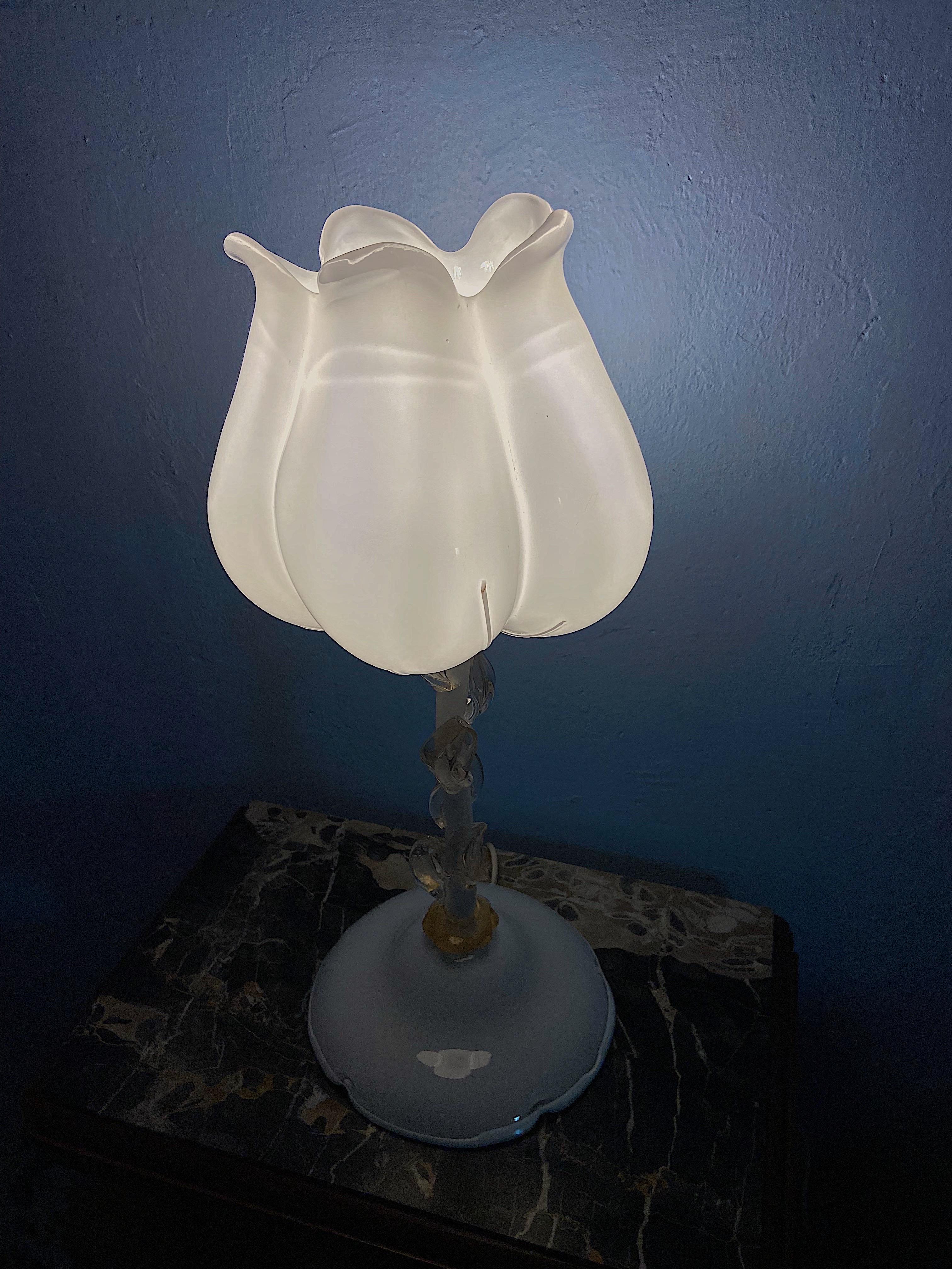 20th Century Mid-Century Murano Floral Table Light, 1980s For Sale