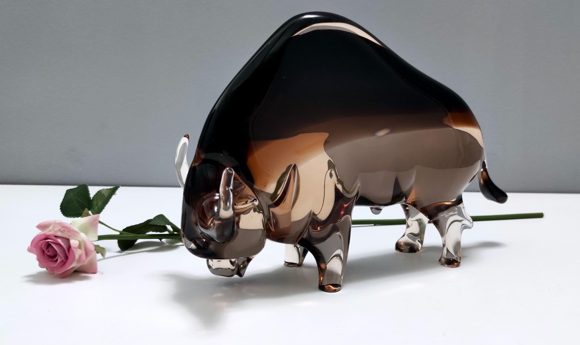 Mid-Century Modern Midcentury Murano Glass American Buffalo Ascribable to Seguso, Italy