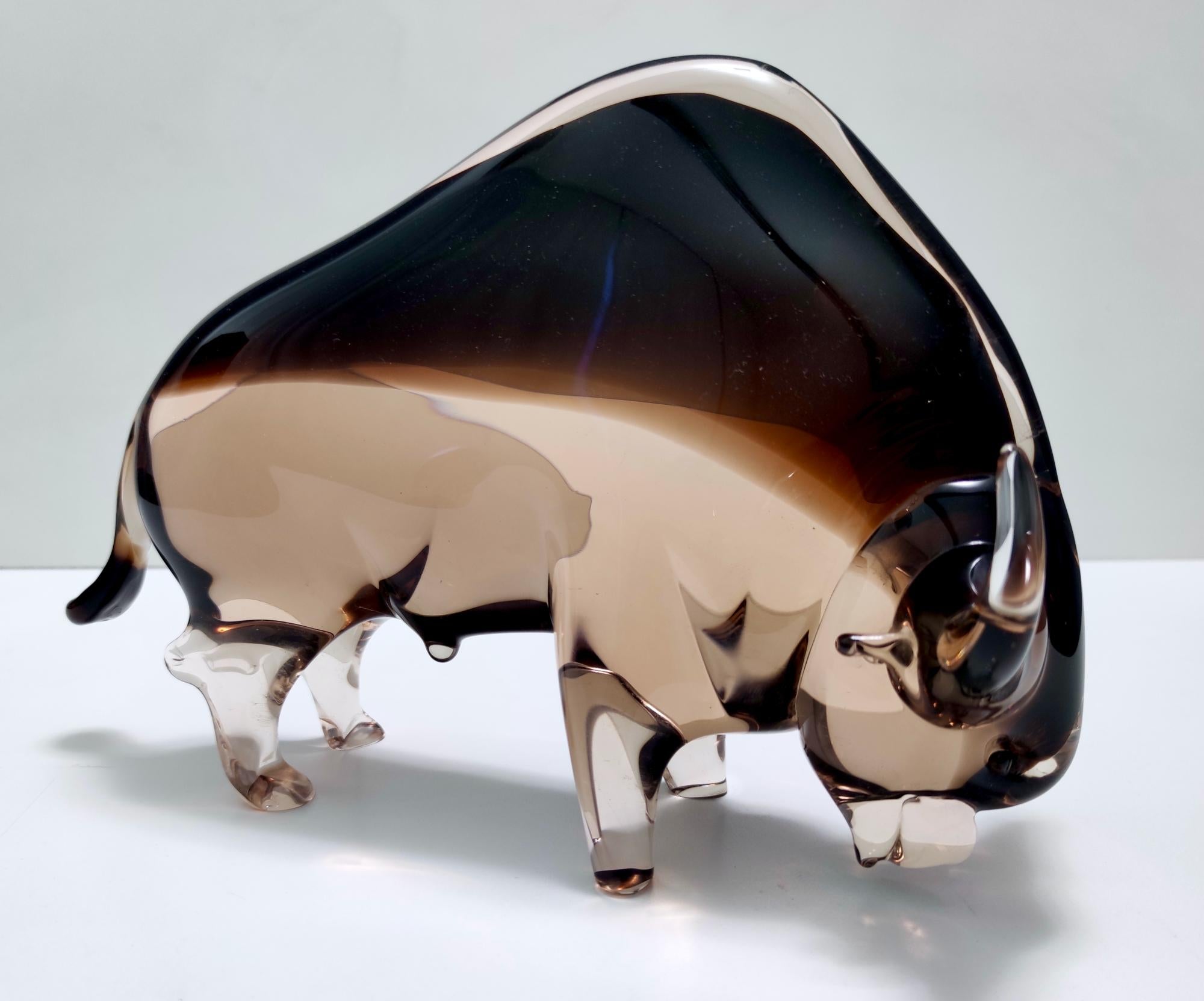 Midcentury Murano Glass American Buffalo Ascribable to Seguso, Italy In Good Condition In Bresso, Lombardy