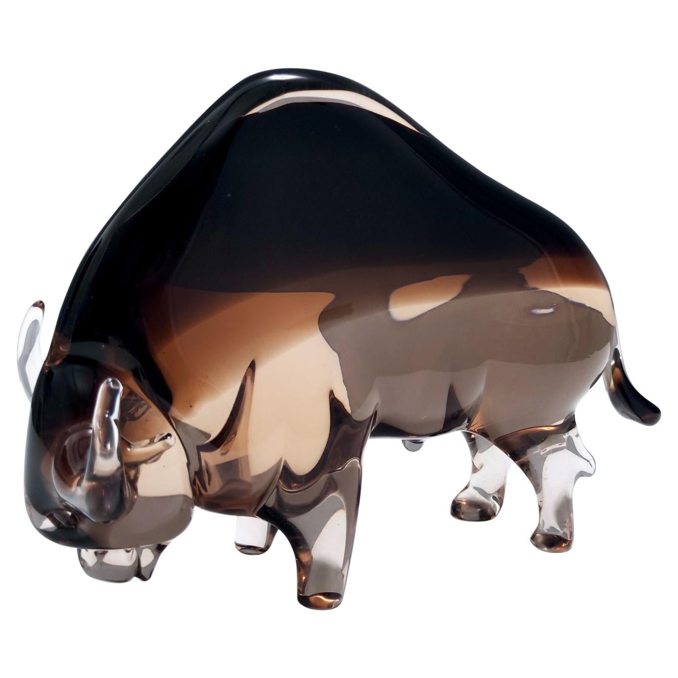 Midcentury Murano Glass American Buffalo Ascribable to Seguso, Italy
