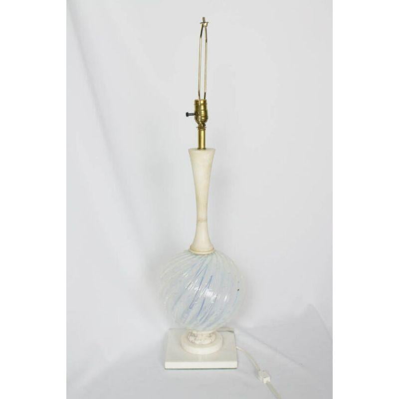 Italian Midcentury Murano Glass and Alabaster Table Lamp For Sale