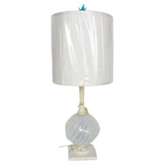 Retro Midcentury Murano Glass and Alabaster Table Lamp