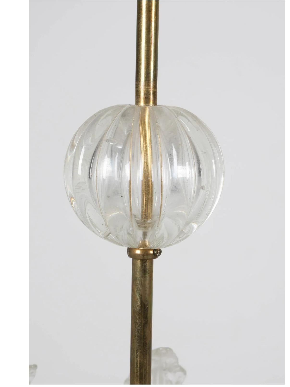 Kronleuchter aus Muranoglas und Messing aus der Mitte des Jahrhunderts im Angebot 6