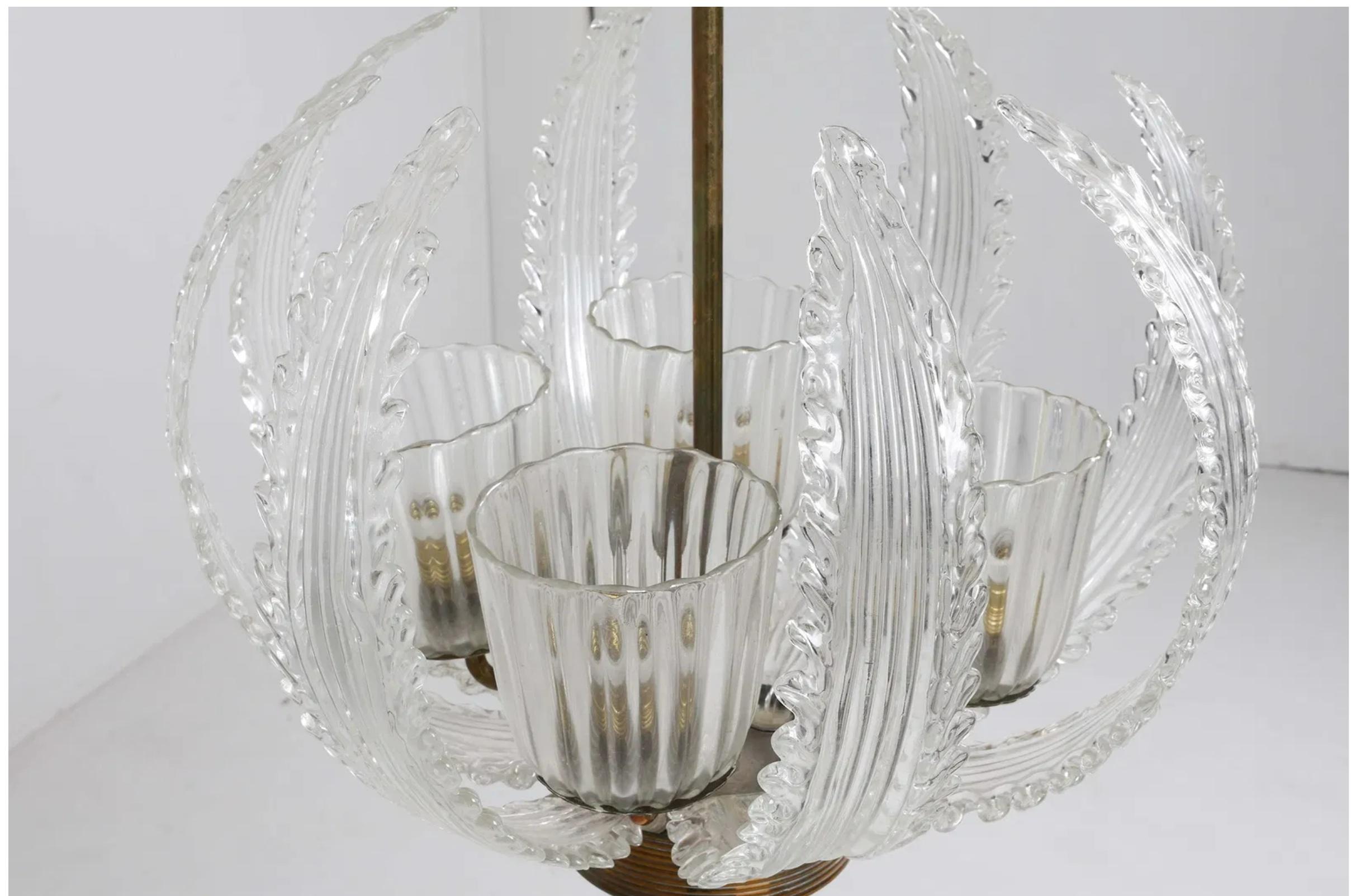 Kronleuchter aus Muranoglas und Messing aus der Mitte des Jahrhunderts im Angebot 8
