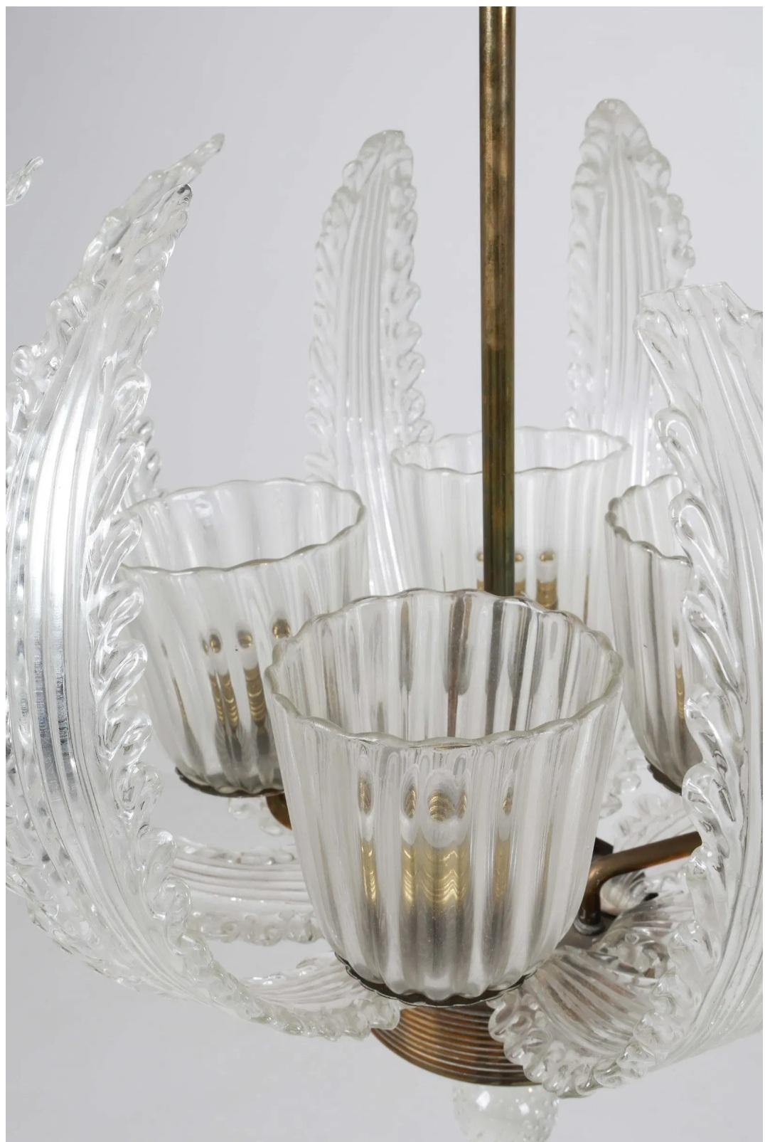 Kronleuchter aus Muranoglas und Messing aus der Mitte des Jahrhunderts im Angebot 1