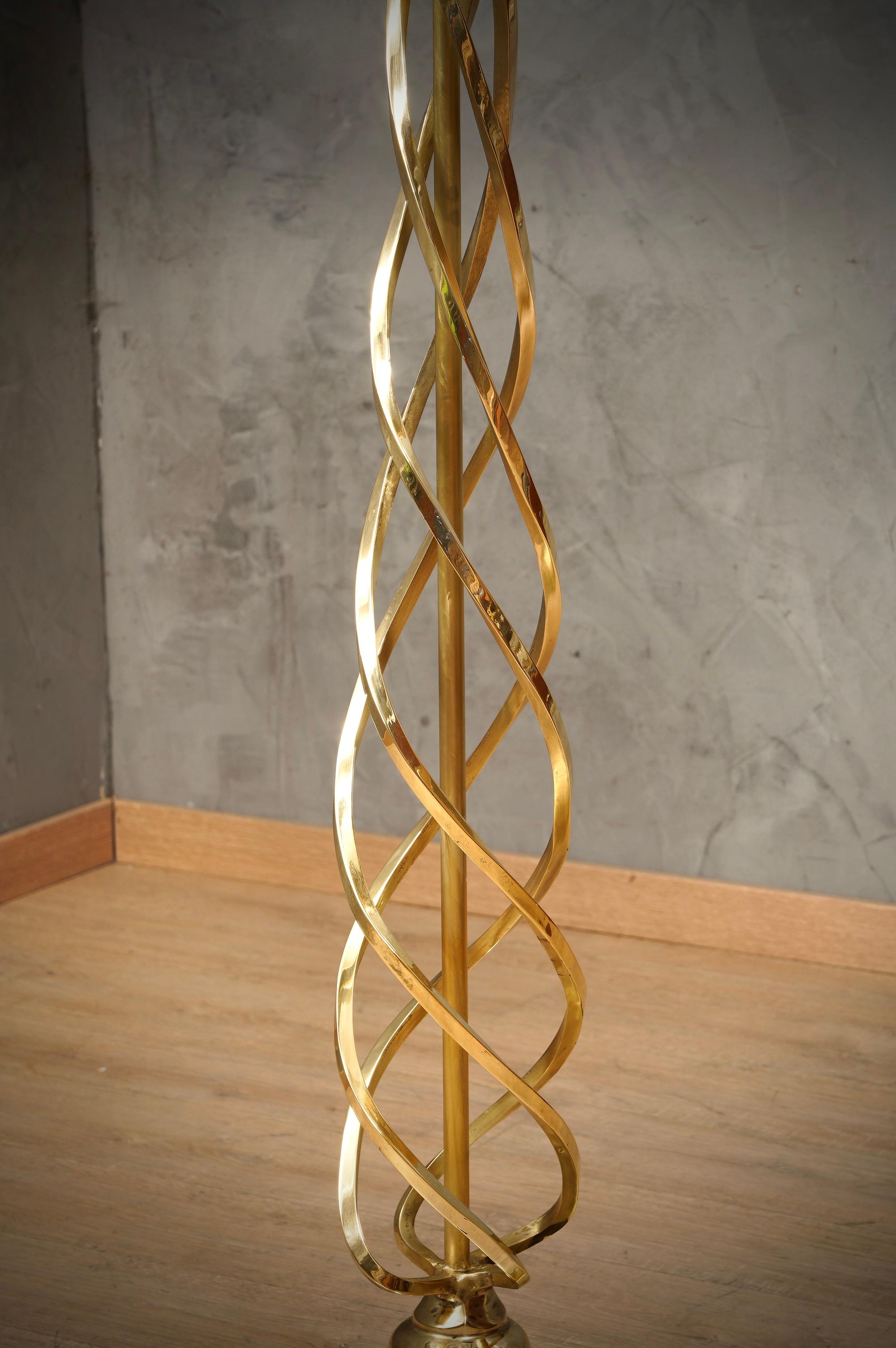 Late 20th Century MidCentury Murano Glass and Brass Floor Lamp, 1970 For Sale
