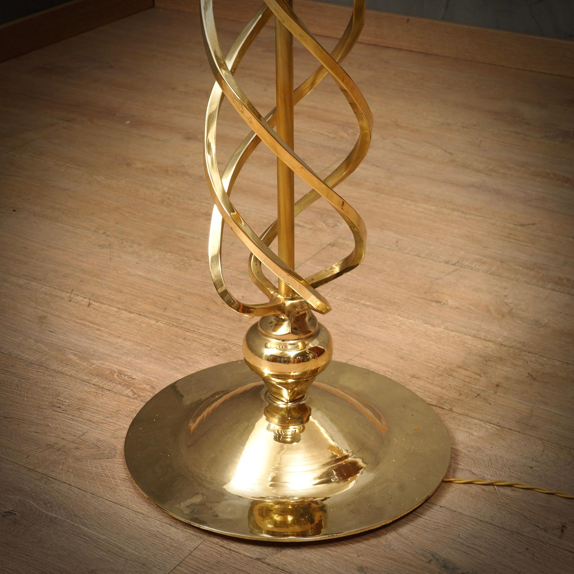 MidCentury Murano Glass and Brass Floor Lamp, 1970 (Messing) im Angebot