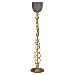 Vintage MidCentury Murano Glass and Brass Floor Lamp, 1970