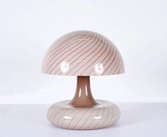 Midcentury Murano Glass and Brass Italian Mushroom-Shaped Table Lamp, 1970s