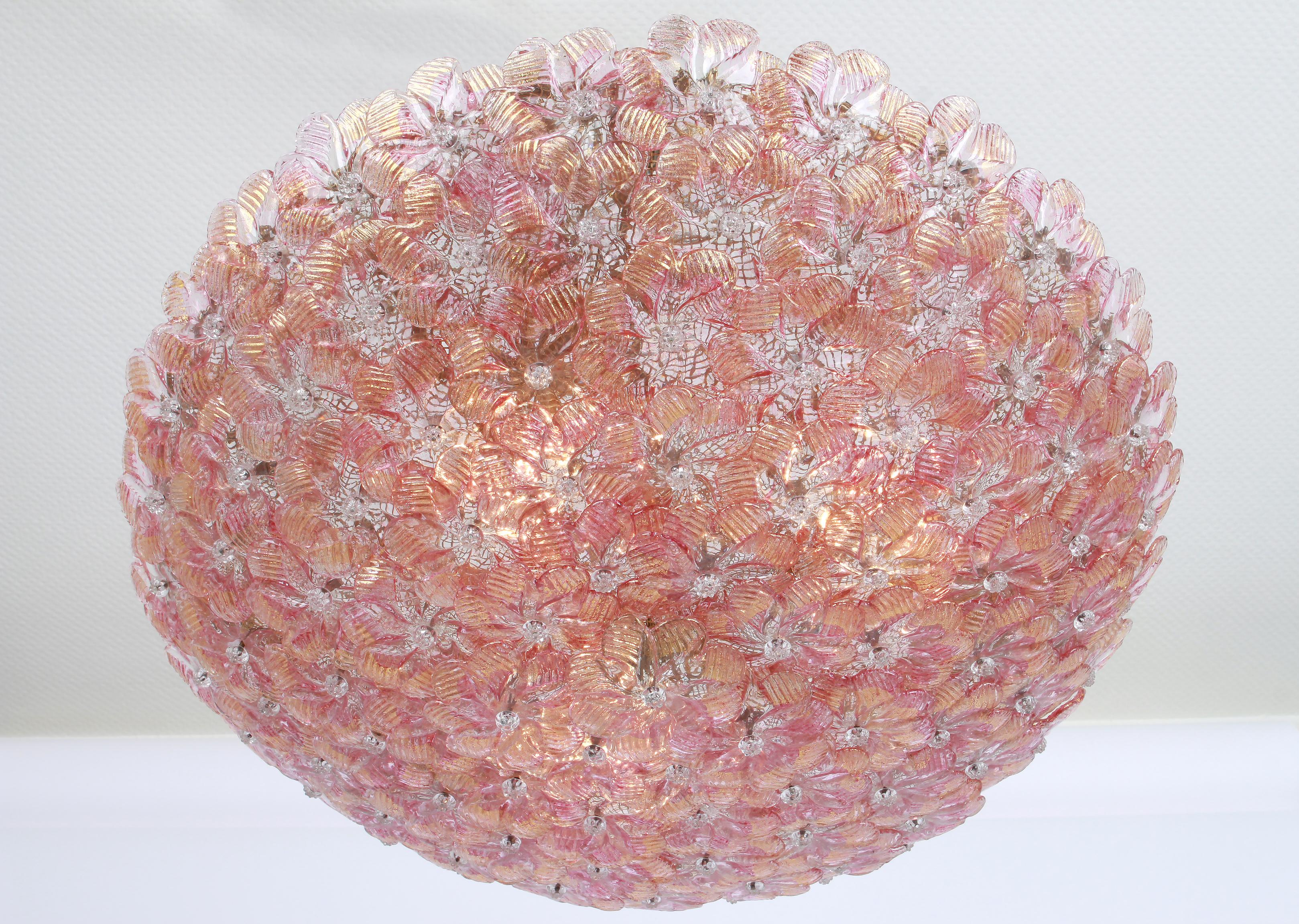 Midcentury Murano Glass Ceiling Fixture by Barovier & Toso, Italy, 1960s For Sale 3