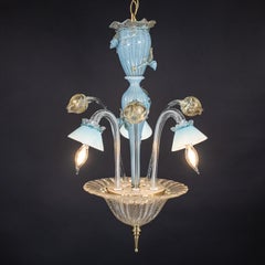 Mid‑Century Murano Glass Chandelier in the Manner of Seguso Vetri d'Arte