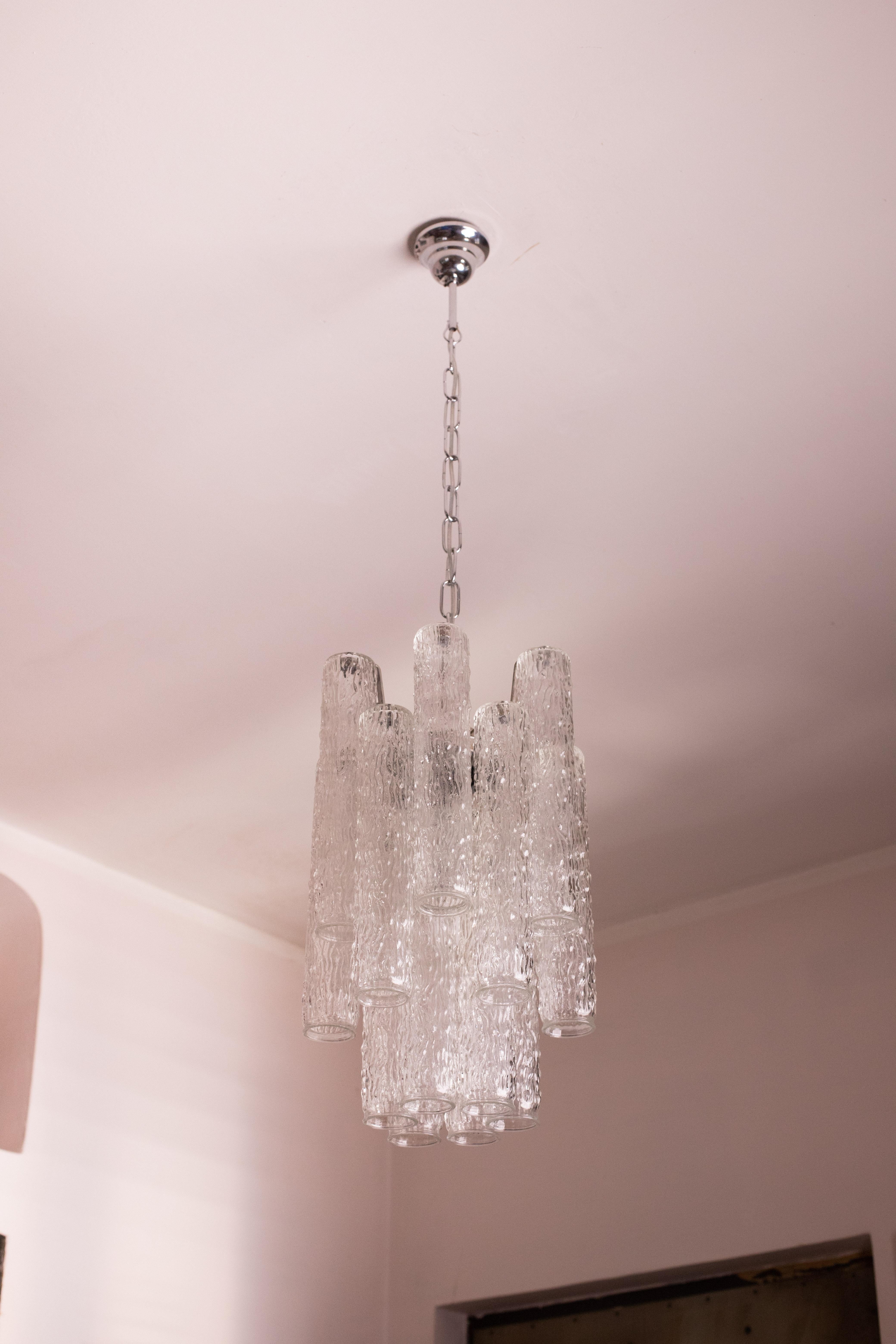 Midcentury Murano Glass Chandelier Tronchi by Toni Zuccheri for Venini, 1960s In Good Condition For Sale In Roma, IT