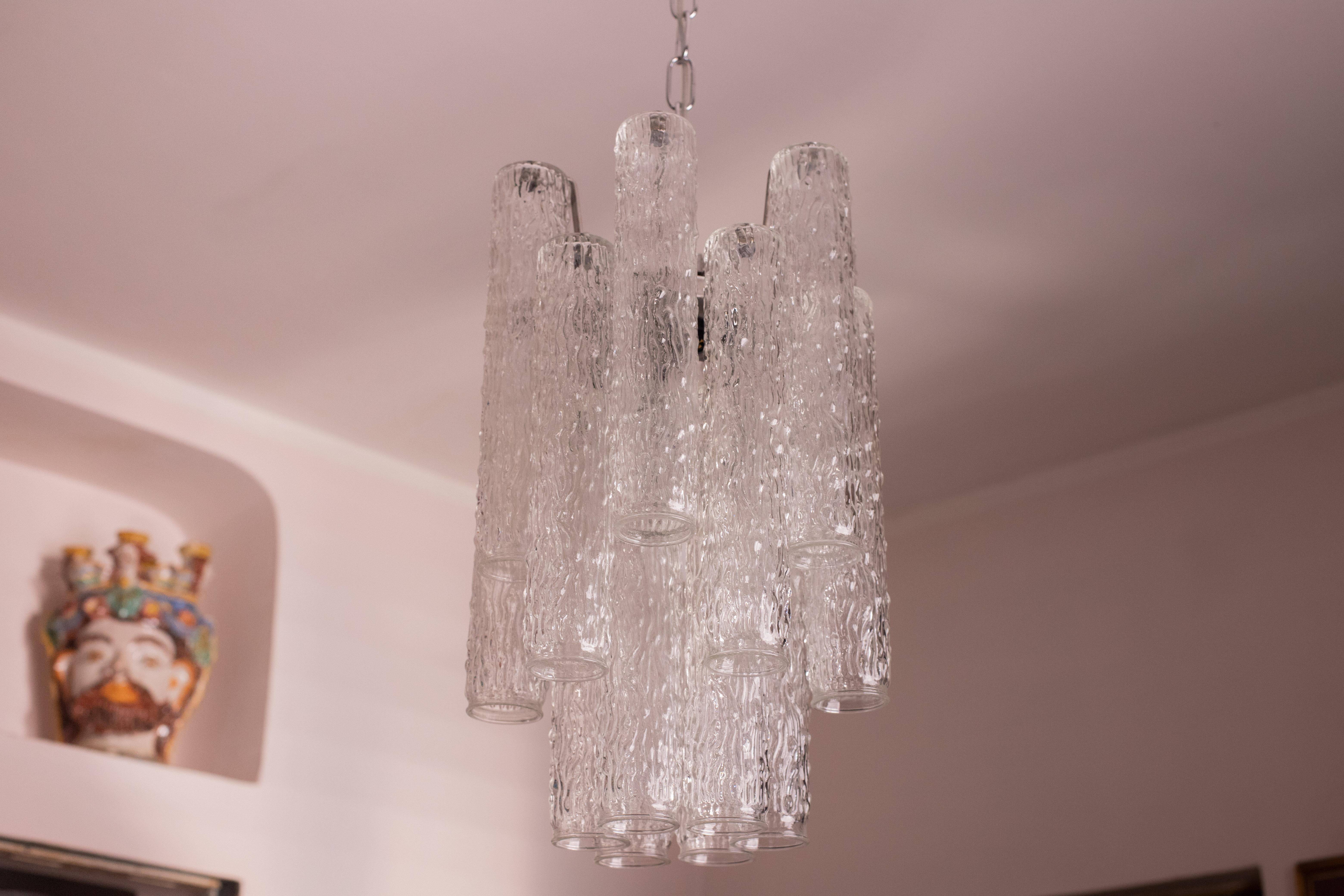 Mid-20th Century Midcentury Murano Glass Chandelier Tronchi by Toni Zuccheri for Venini, 1960s For Sale