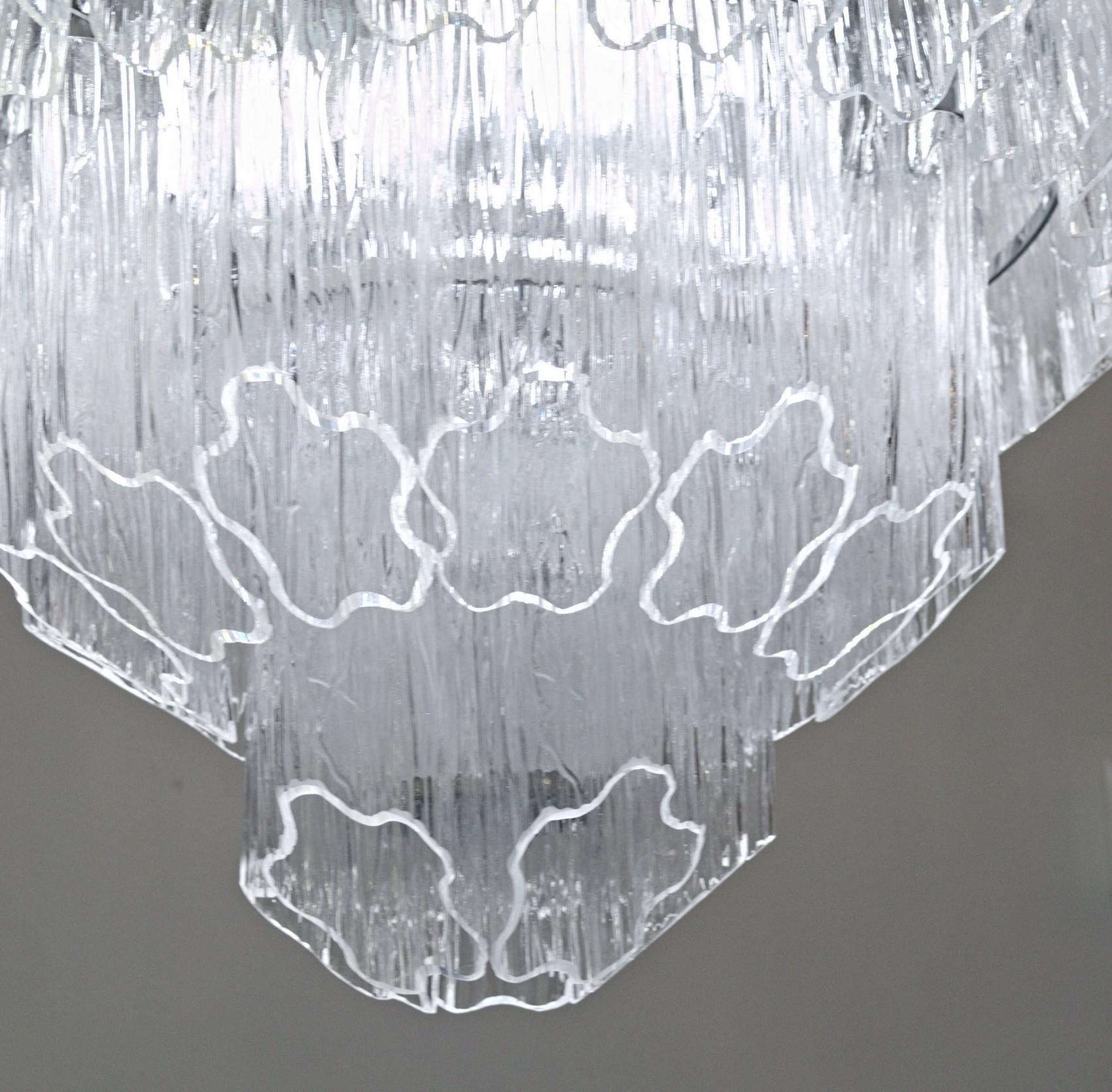 Midcentury Murano Glass Clear Tronchi Angle Cut Chandelier Zuccheri Venini 1980s 4