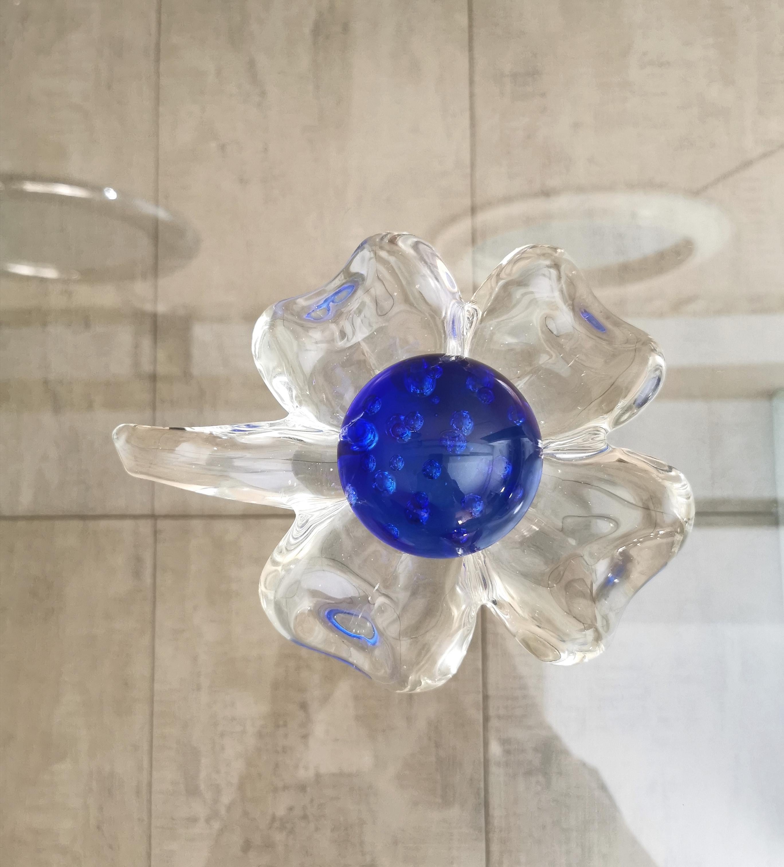 Midcentury Murano Glass Decorative Object Flavio Poli Blue Italian Design 1970s 5