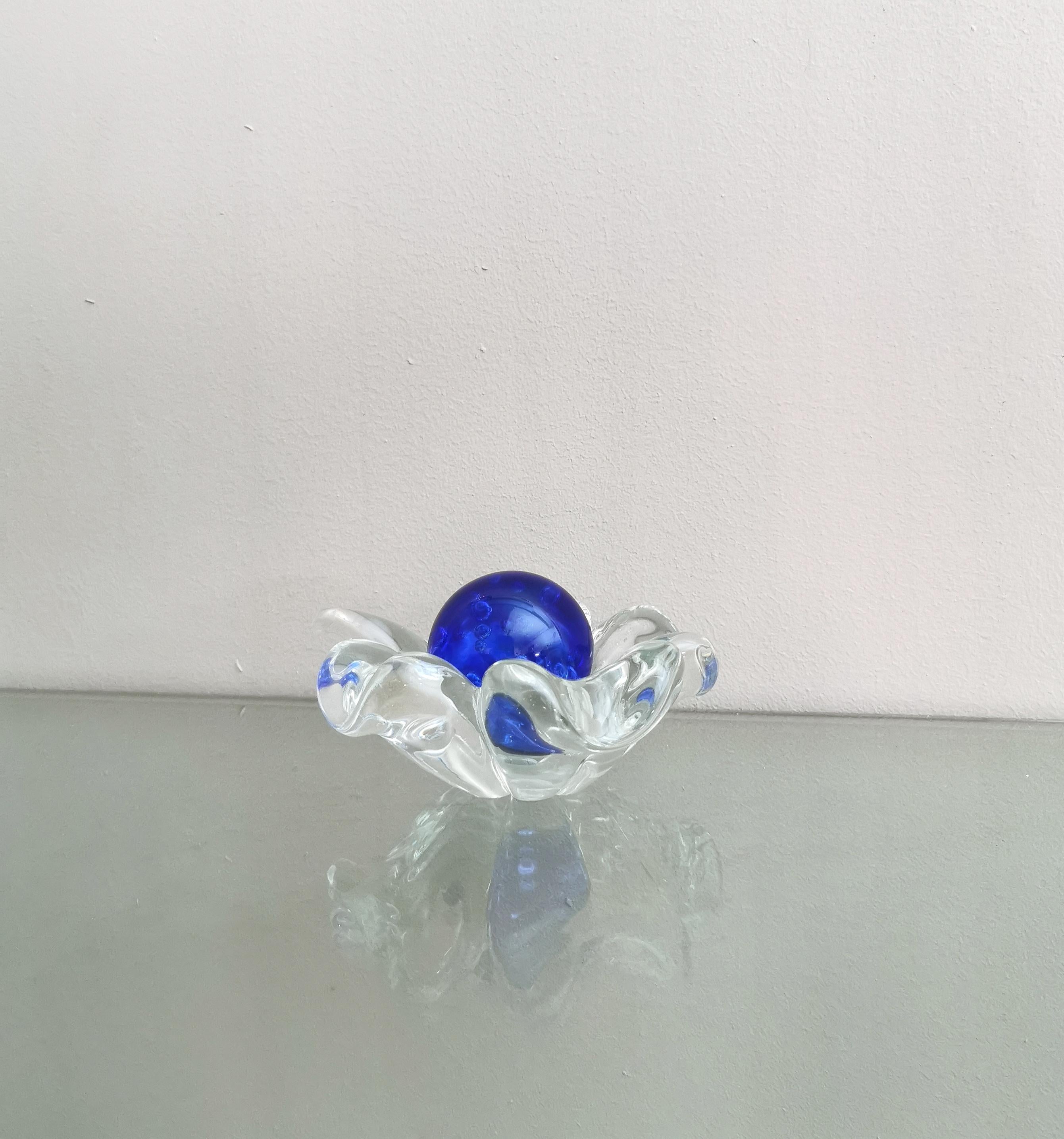 Midcentury Murano Glass Decorative Object Flavio Poli Blue Italian Design 1970s 3