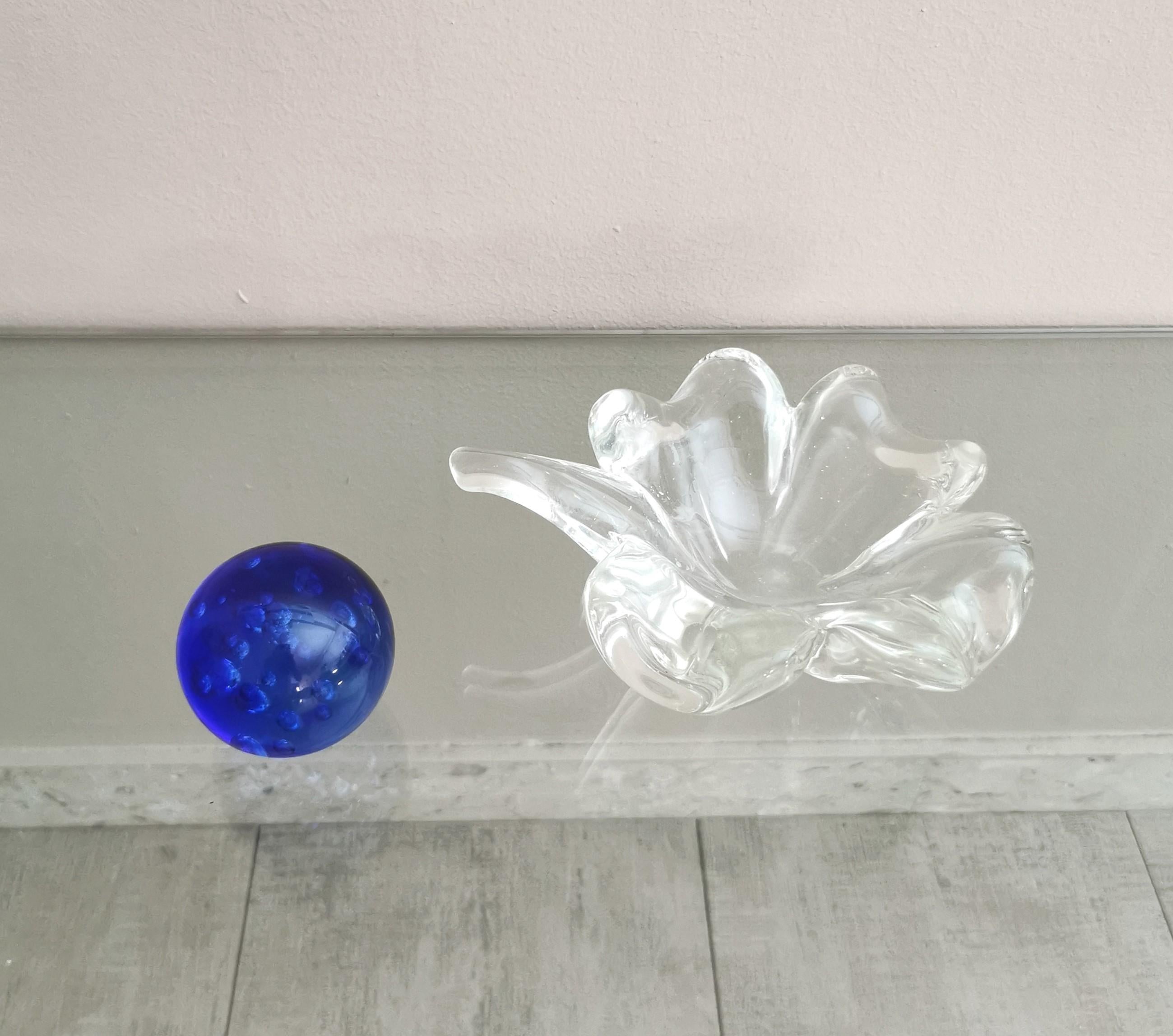 Midcentury Murano Glass Decorative Object Flavio Poli Blue Italian Design 1970s 4