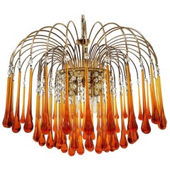 Murano-Glastropfen-Kronleuchter aus der Mitte des Jahrhunderts, Venini, Italien, 1960er Jahre