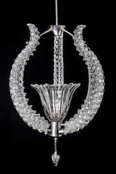 Midcentury Murano Glass Elegant Chandelier by Ercole Barovier, 1940s