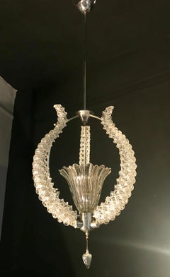Lustre élégant en verre de Murano par Ercole Barovier, années 1940