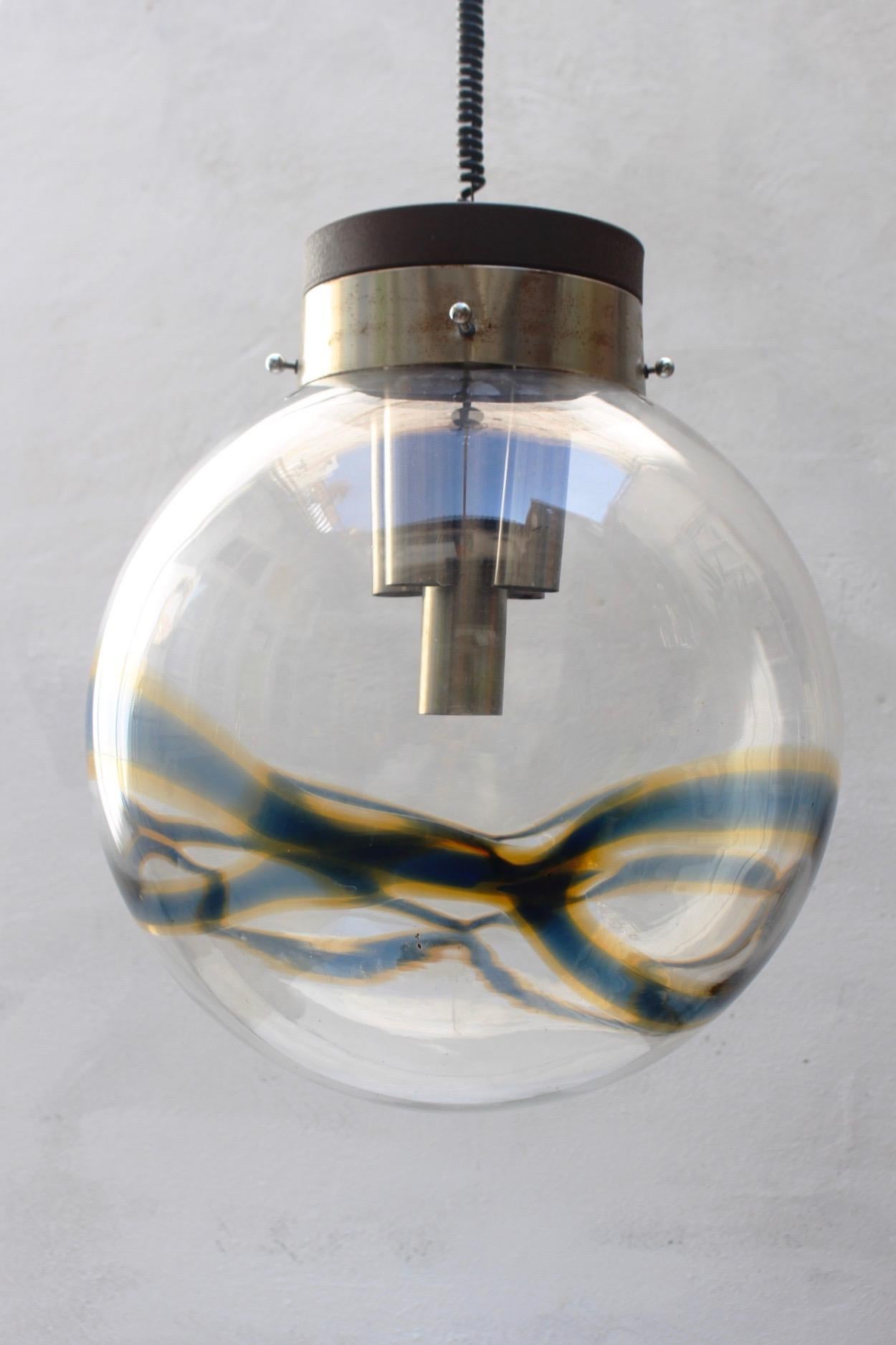 Midcentury Murano Glass Globe Italian Large Chandelier from Mazzega, 1970s In Excellent Condition In Valencia, Valencia