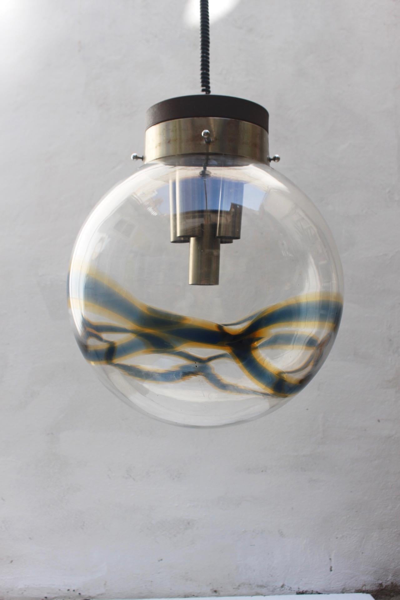 Late 20th Century Midcentury Murano Glass Globe Italian Large Chandelier from Mazzega, 1970s