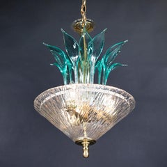 Mid‑Century Murano Glass Pendant with Millefiori in the Manner of Barovier