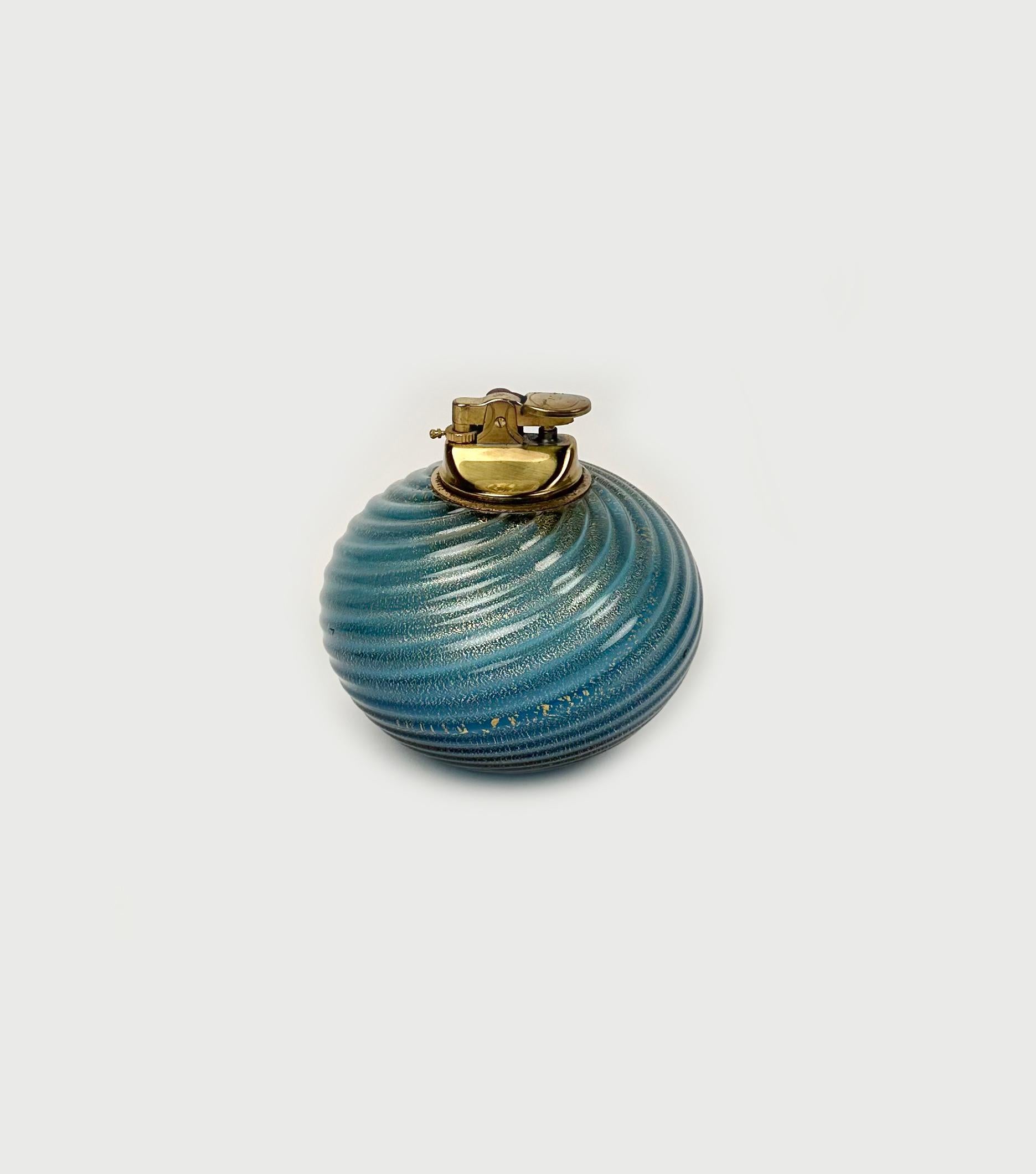 Late 20th Century Midcentury Murano Glass Table Lighter by Tommaso Barbi, Italy, 1970s For Sale