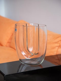 Midcentury Murano Glass Vase by Barbini with Sculptural Organic Form
