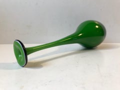 Midcentury Murano Green Long-Necked Glass Vase