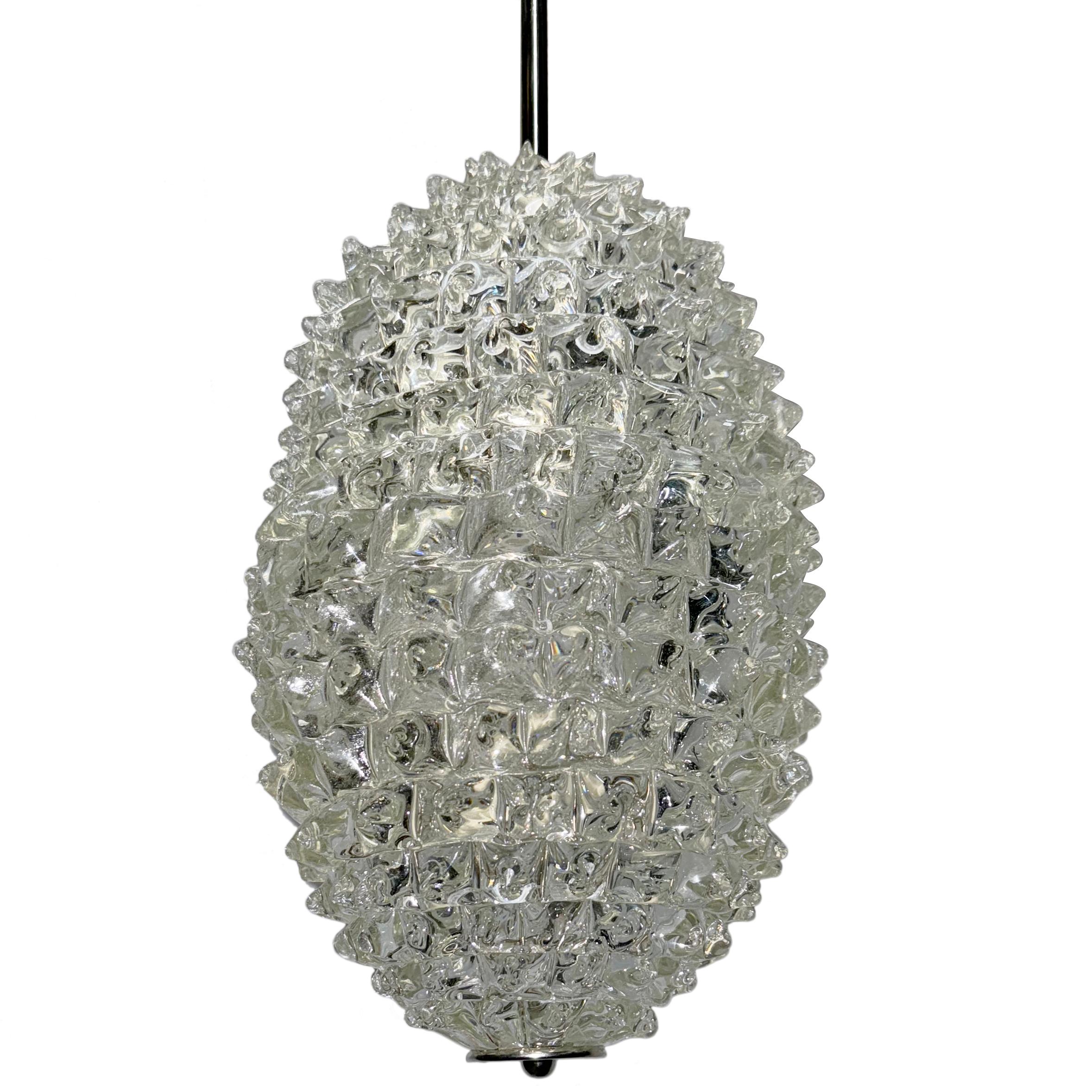 A circa 1960's Italian clear Murano lantern with 2 interior lights.

Measurements:
Height of body: 41