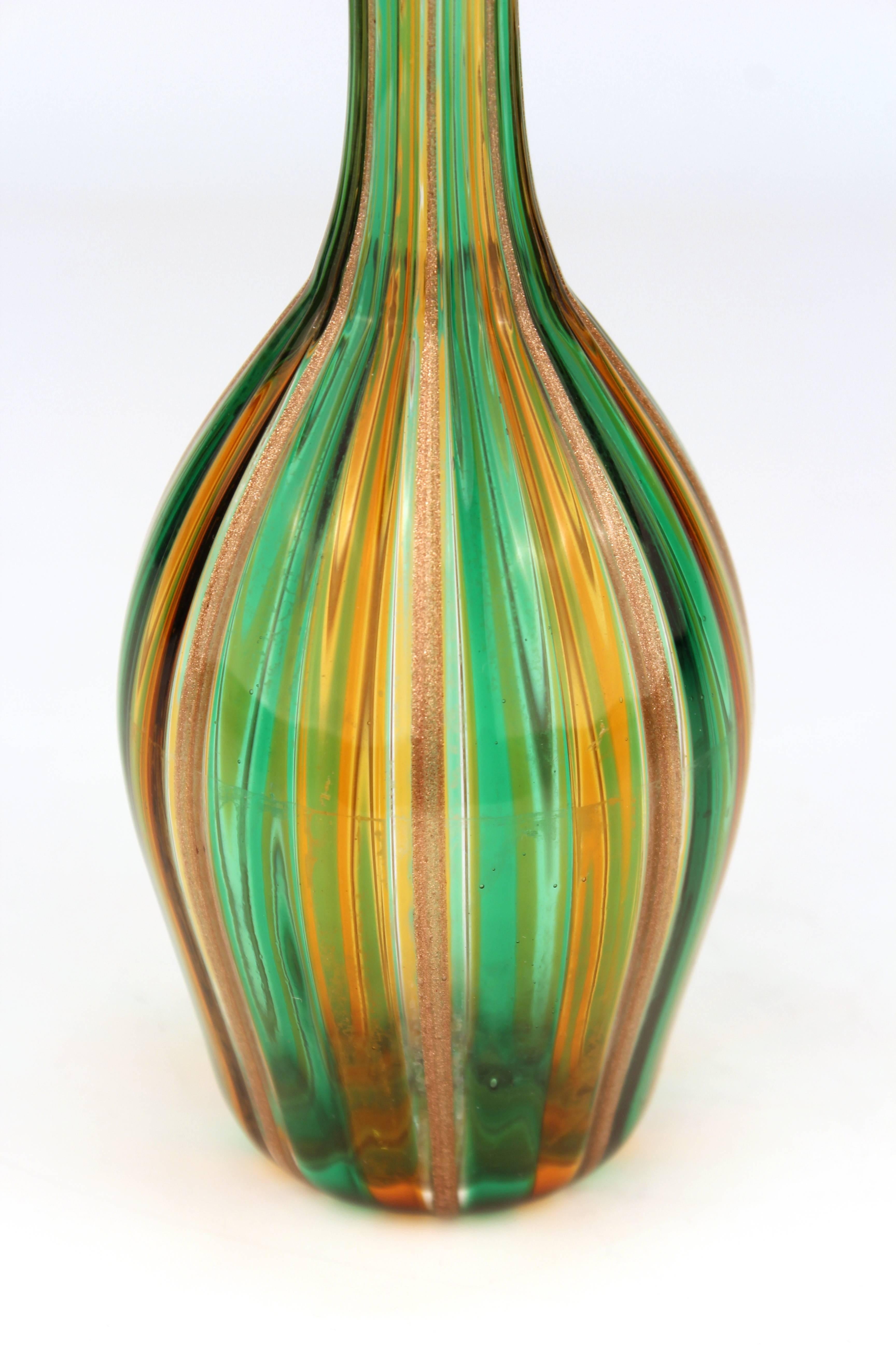 Italian Midcentury Murano Long-Necked Glass Vase