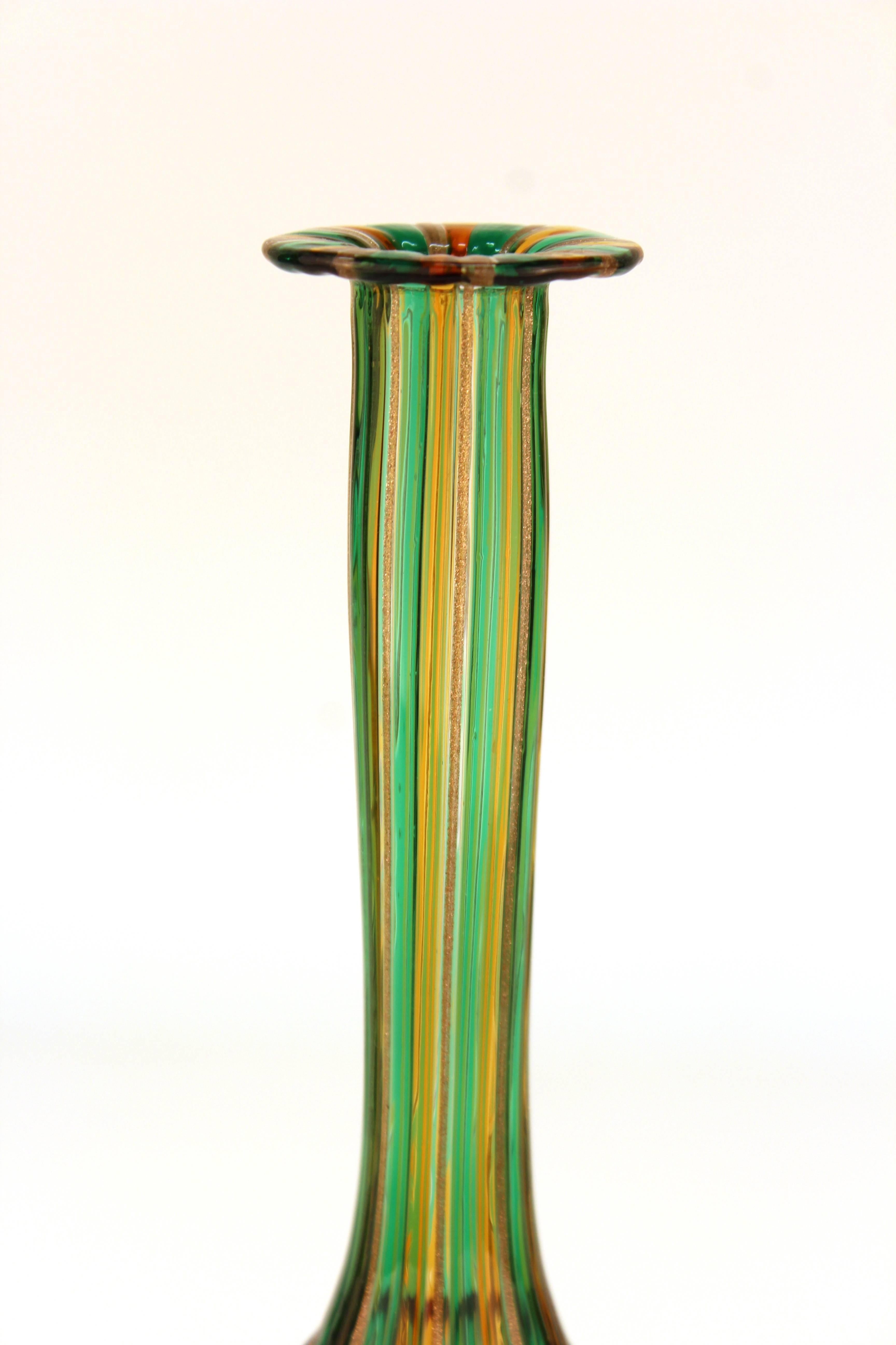 Midcentury Murano Long-Necked Glass Vase In Good Condition In New York, NY