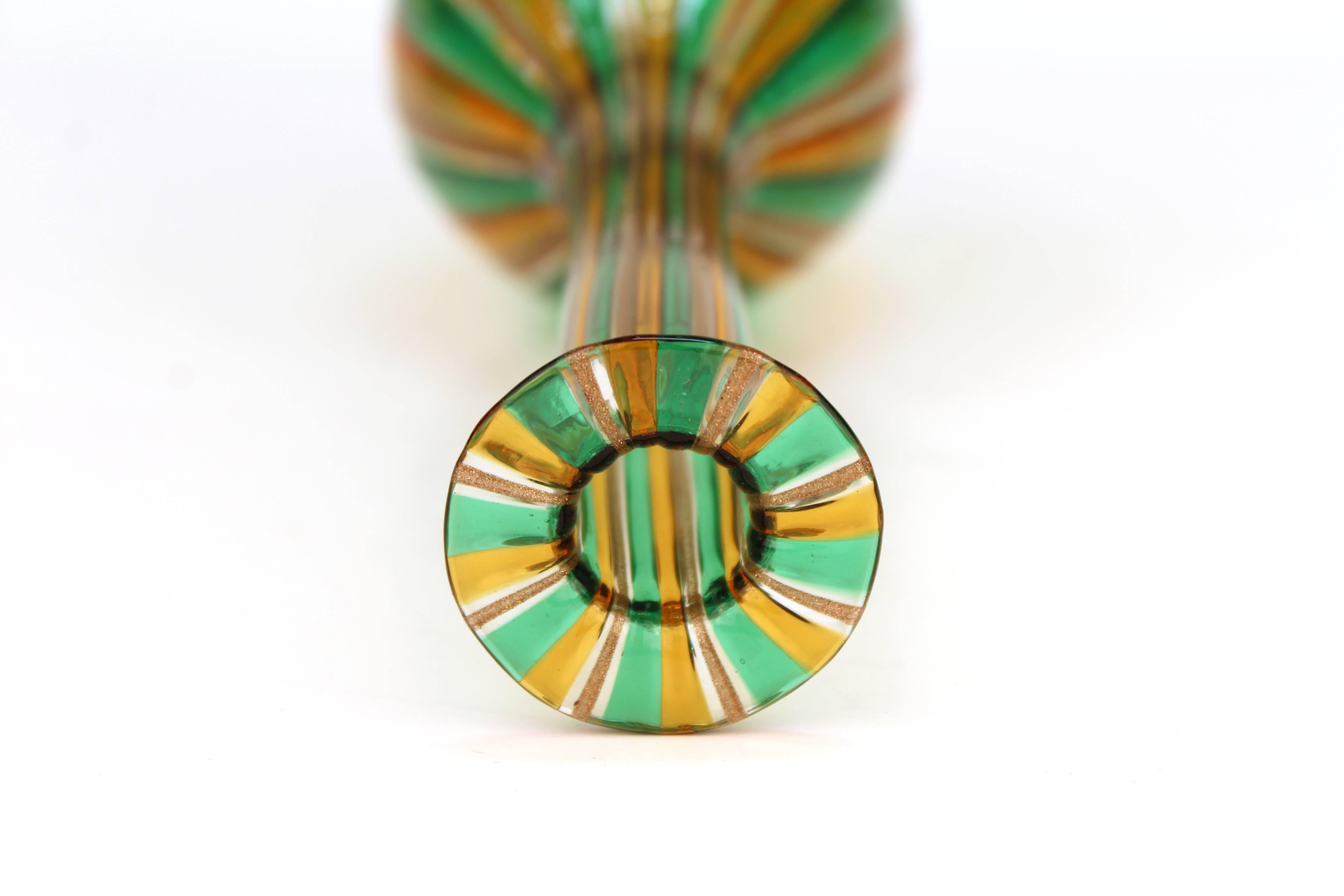 Murano Glass Midcentury Murano Long-Necked Glass Vase