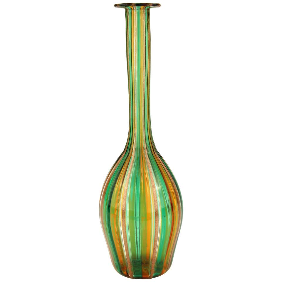 Midcentury Murano Long Necked Glass Vase At 1stdibs
