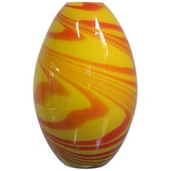 Midcentury Murano Orange and Yellow Italian Glass Vase, 1960s