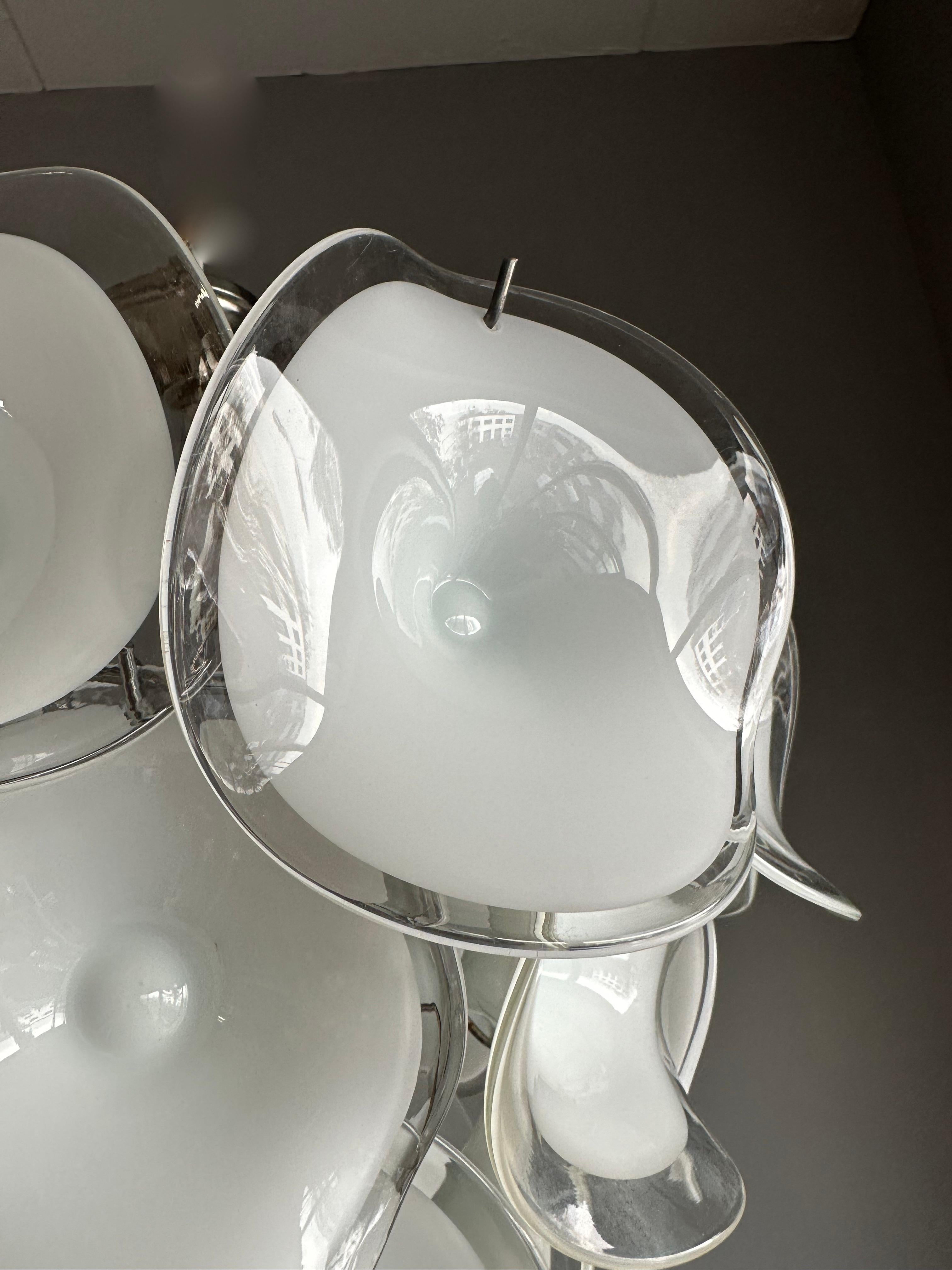 Midcentury Murano Pendant Chandelier w Stunning Mouth Blown Glass Discs, Vistosi For Sale 3