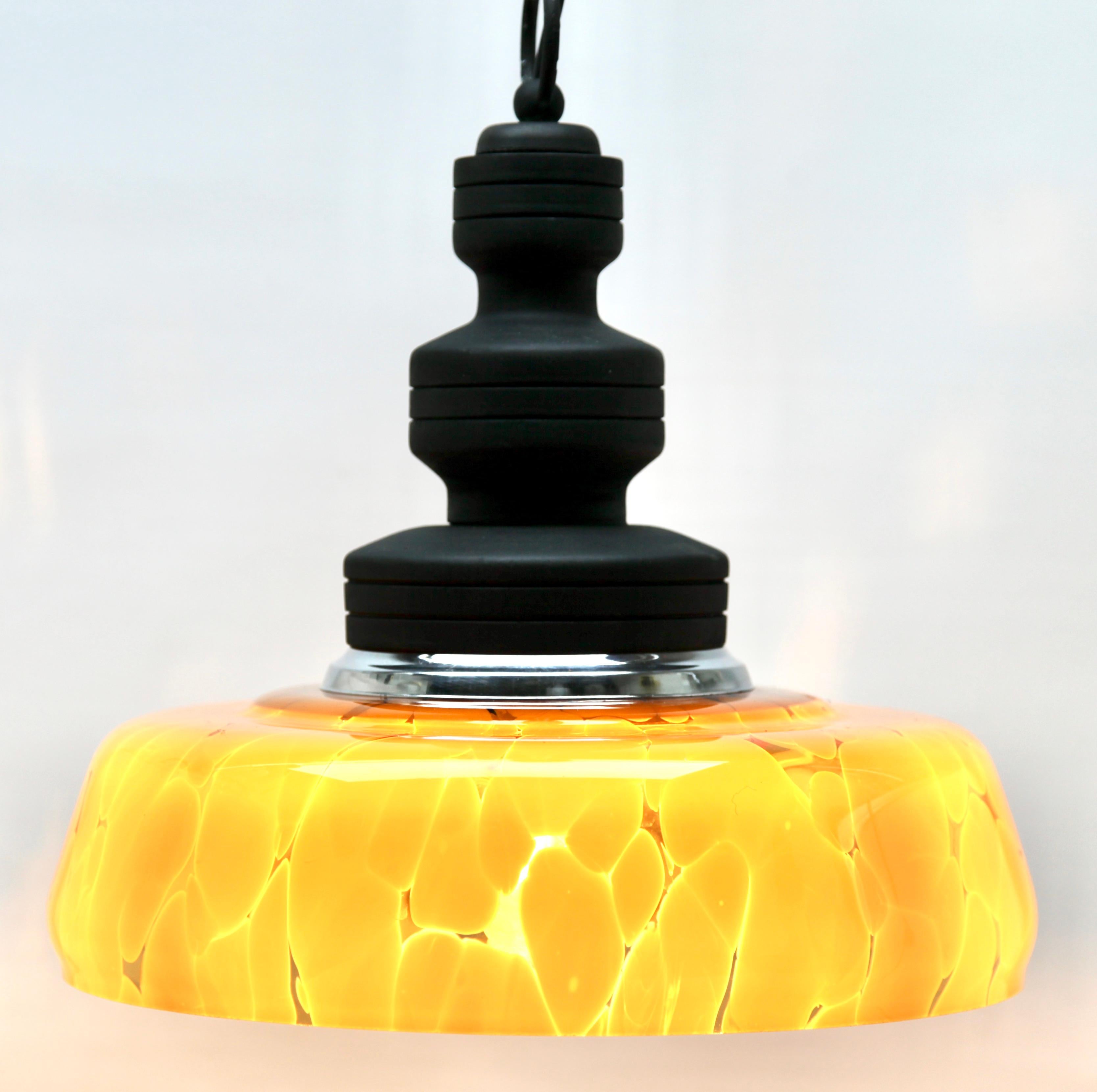 Italian Midcentury Murano Pendant Light, Glass Shade in Various Colors  For Sale