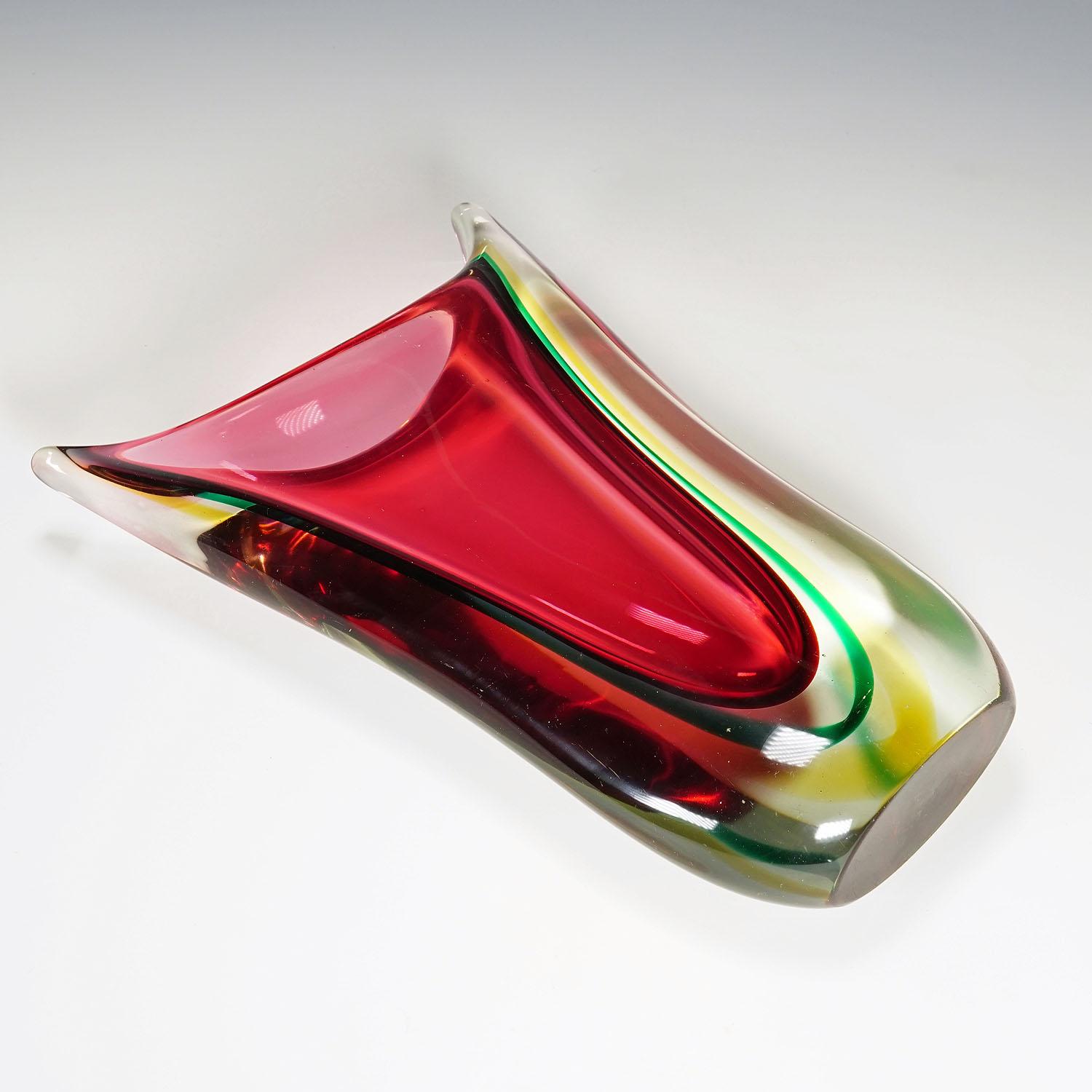 Midcentury Murano Sommerso Art Glass Vase by C.O.V.E.M, 1960s In Good Condition For Sale In Berghuelen, DE