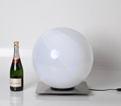 Lampe de table Murano du milieu du siècle avec base en acier par Lamperti, Italie, années 1970