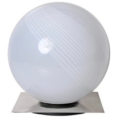 Lámpara de sobremesa de Murano de mediados de siglo con base de acero de Lamperti, Italia Años 70