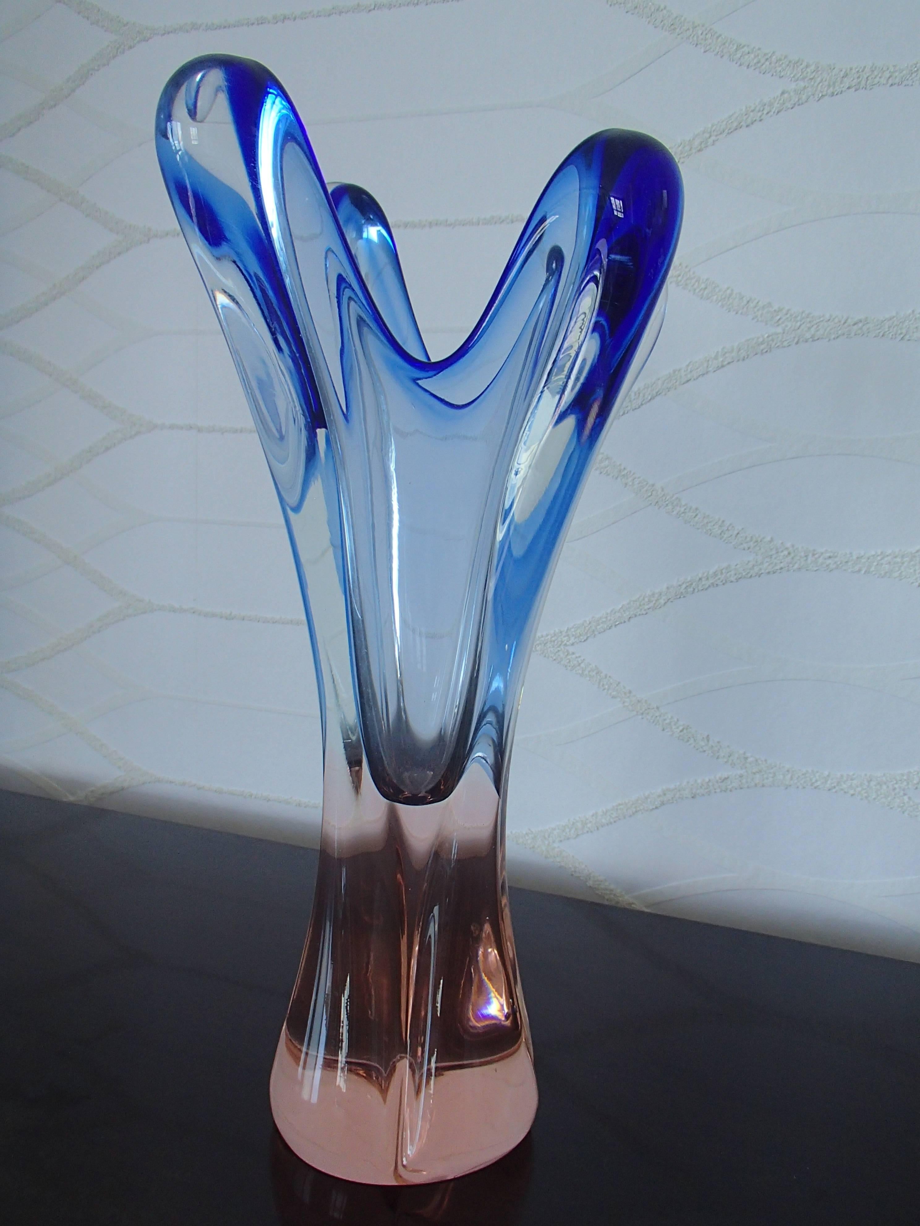 Midcentury Murano vase pink and blue.