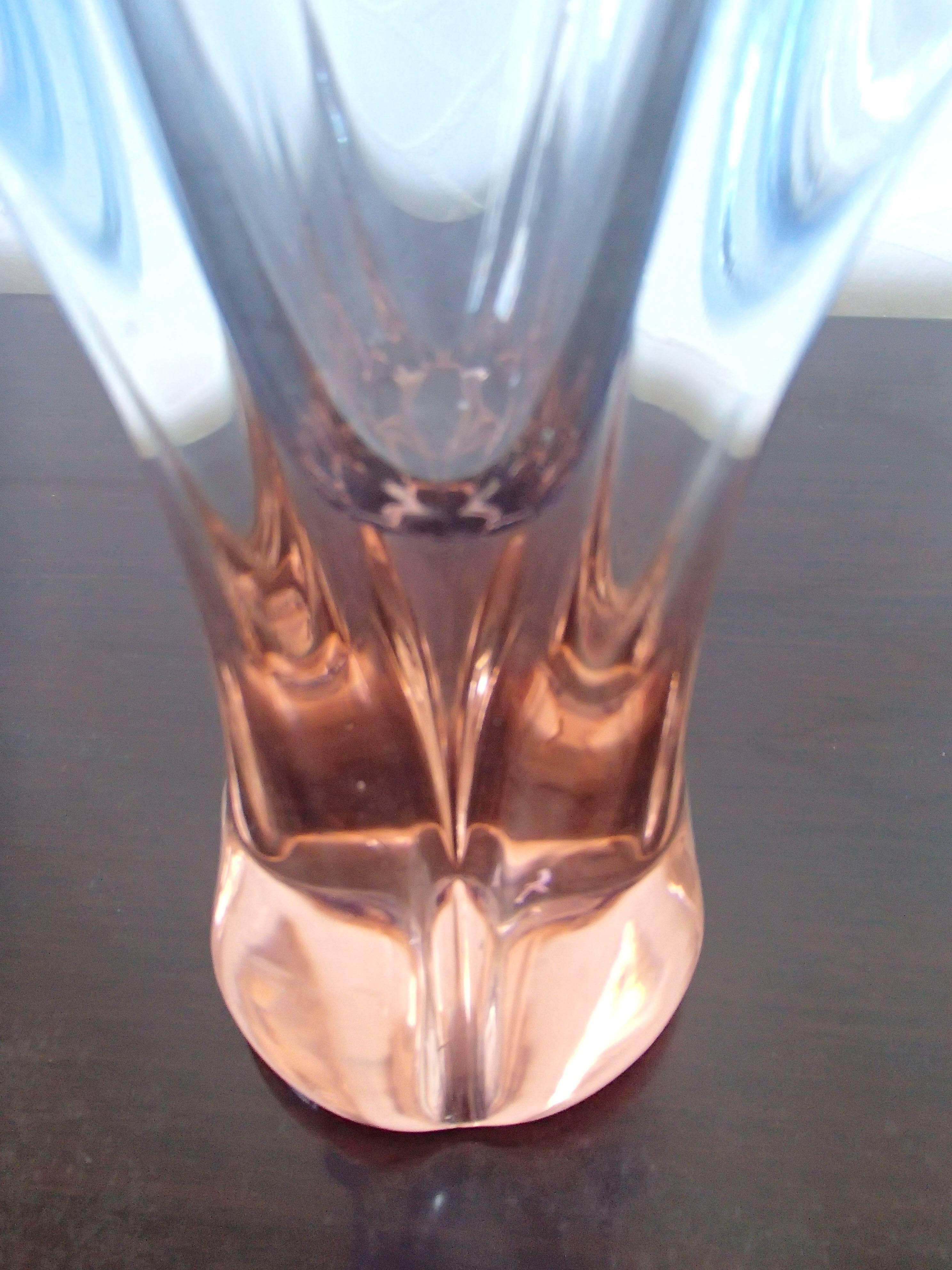 Vase aus Muranoglas in Rosa und Blau aus der Mitte des Jahrhunderts im Angebot 3