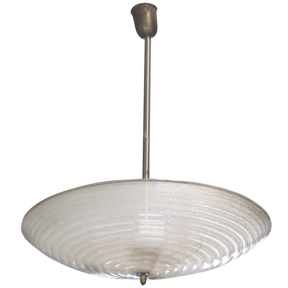 Lampe à suspension/encastrée en verre vénitien de Murano du milieu du siècle dernier, attribuée à Barovier