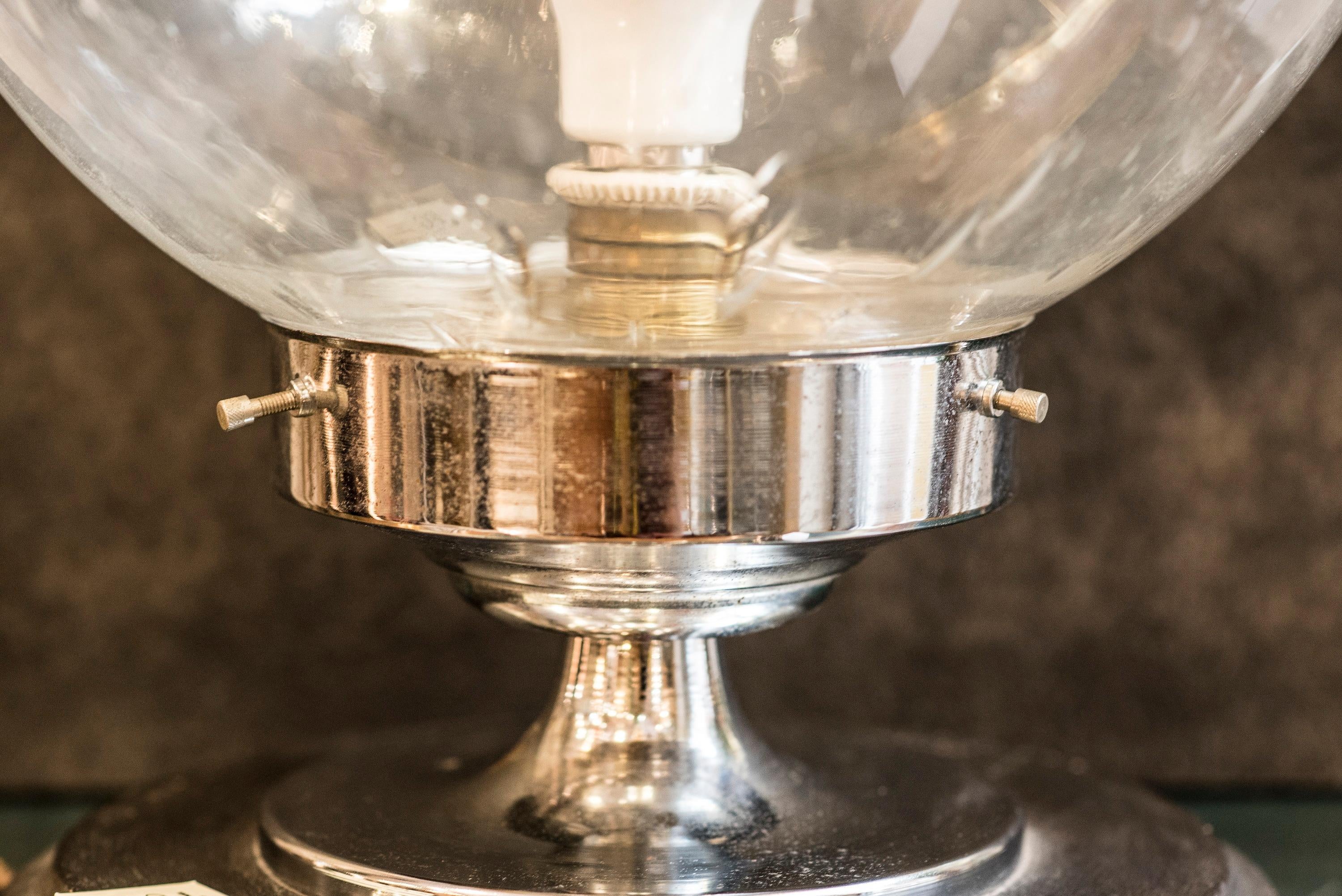 Italian Midcentury Murano whiteblueyellow blown glass globe table lamp Italy 1970