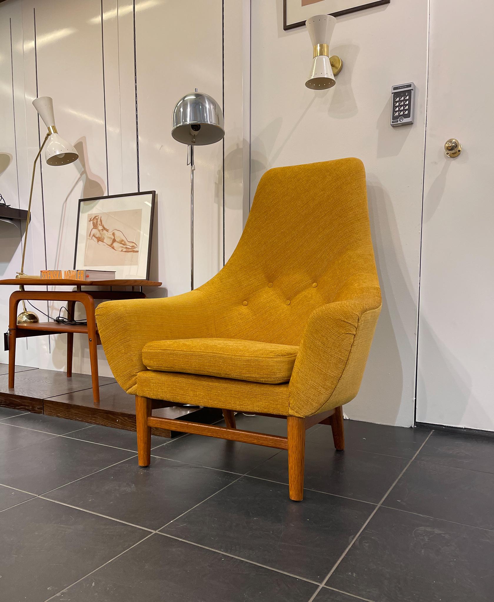 Midcentury Mustard Colored Lounge Chair S.M. Wincrantz, Sweden 8