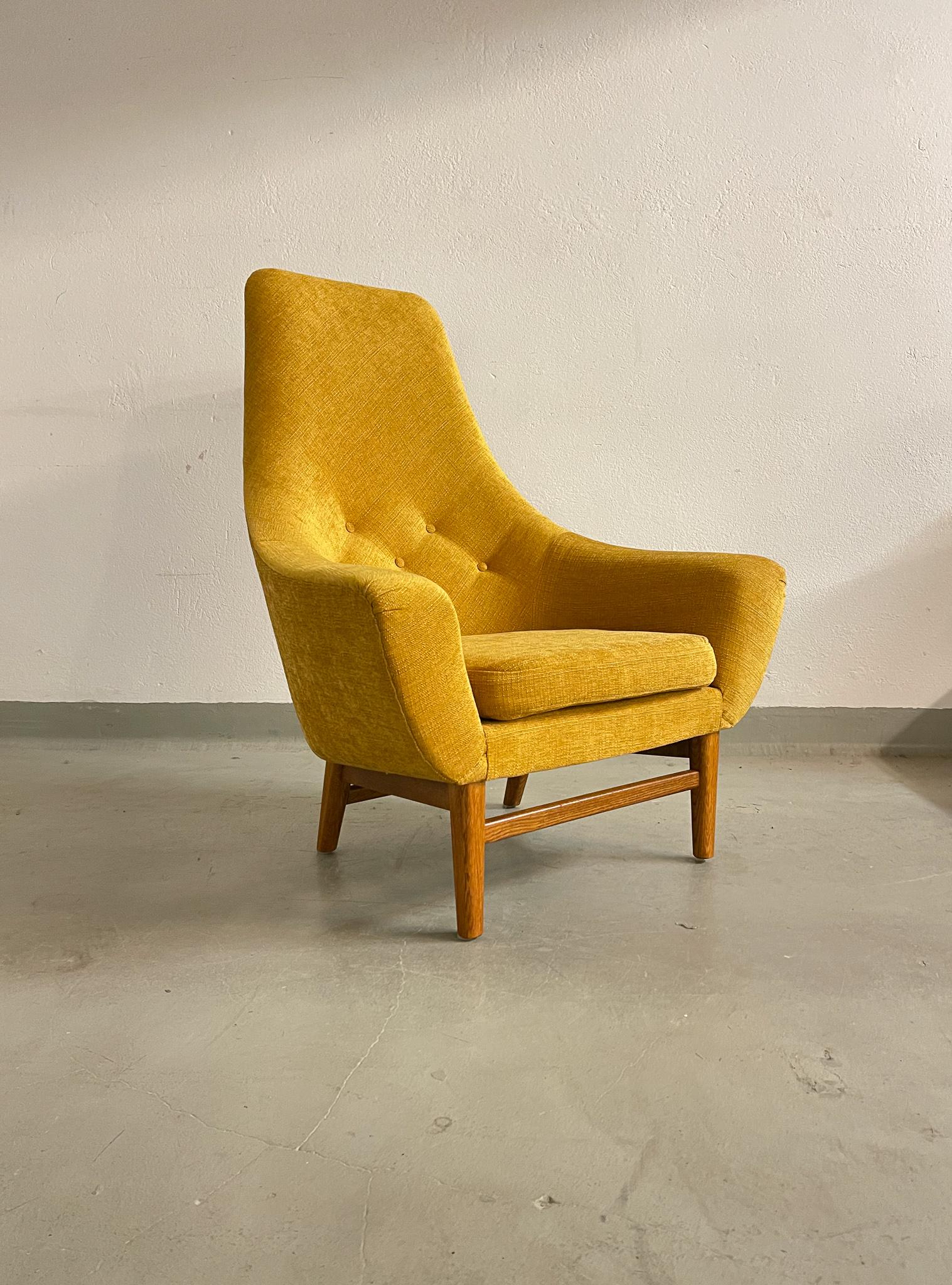 Mid-Century Modern Midcentury Mustard Colored Lounge Chair S.M. Wincrantz, Sweden