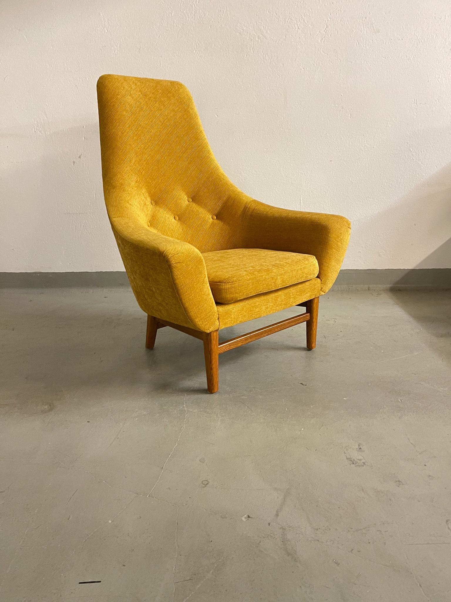 Swedish Midcentury Mustard Colored Lounge Chair S.M. Wincrantz, Sweden